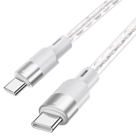 Usb Кабель-зарядка Type-C на Type-C HOCO X99 Crystal icе 3A 60W 1м силиконовый серебристый