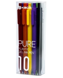 Ручка гелевая Kaco Pure Plastic Gel Ink  (комплект 10шт) цветные