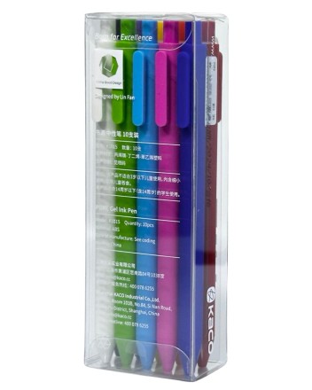 Ручка гелевая Kaco Pure Plastic Gel Ink  (комплект 10шт) цветные