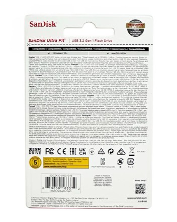 3.1 USB флеш накопитель SanDisk 16GB CZ430 Ultra Fit (SDCZ430-016G-G46) черный