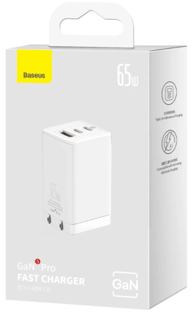 Сетевое зар. устр. Baseus GaN5 Pro Fast Charger 1USB+2C 65W CCGP120202 белое