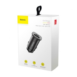 Автомобильное зарядное устройство Baseus Square Metal 1USB+1C 30W (CCALL-AS01) черное