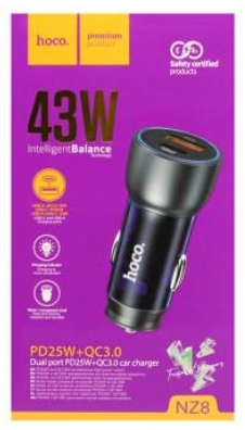 Автомобильное зарядное устройство Hoco NZ8 1USB/1C 18W/25W черное