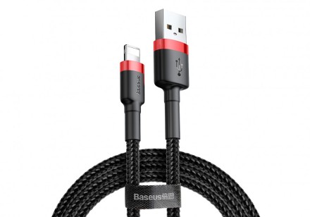 Usb Кабель-зарядка Lightning Baseus Cafule 1м (CALKLF-B19) черно-красный