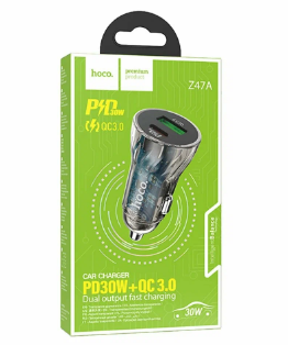 Автомобильное заряд. устр. Hoco Z47A 1USB/1USB-C 3A 30W черное