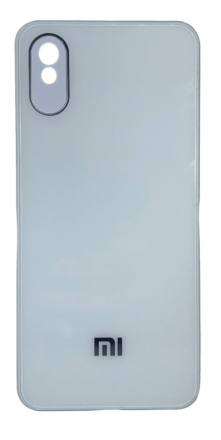 Чехол-накладка для Xiaomi Redmi 9A силикон (стеклянная крышка) белая