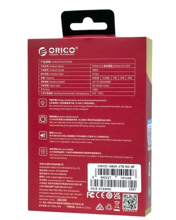 SSD накопитель M.2 NVMe Orico-i3800 2TB