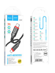 Usb Кабель-зарядка Type-C на Type-C Hoco X59 3A 60W 1м в тканевой оплетке черный