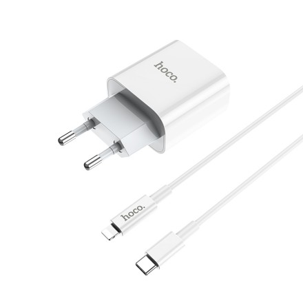 Сетевое зарядное устройство Hoco C76A Pro с кабелем Type-c to IP 30W белое