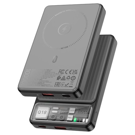 Беспроводное зарядядное устройство + Powerbank Hoco Q18 1USB/1C 18W/20W 10000mAh черное