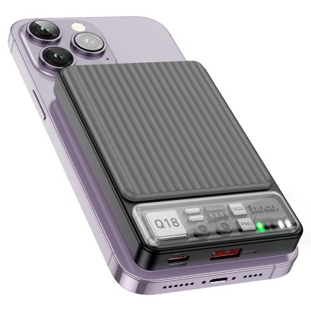 Беспроводное зарядядное устройство + Powerbank Hoco Q18 1USB/1C 18W/20W 10000mAh черное