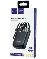 Powerbank Xreel 10000mAh 2USB/1USB-C с проводом Type-C/Lightning/Micro черный