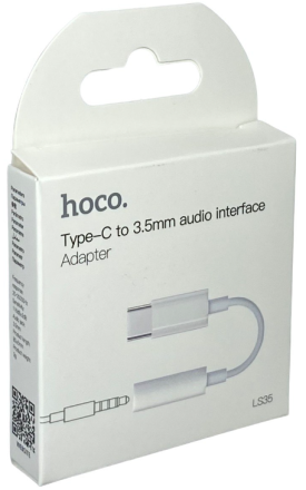 Кабель-переходник Hoco LS35 Type-C (папа) на AUX 3.5мм (мама) белый