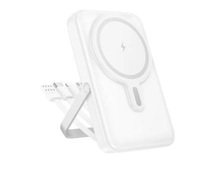Powerbank магнитный с MagSafe Hoco J135 10000mAh с подставкой белый