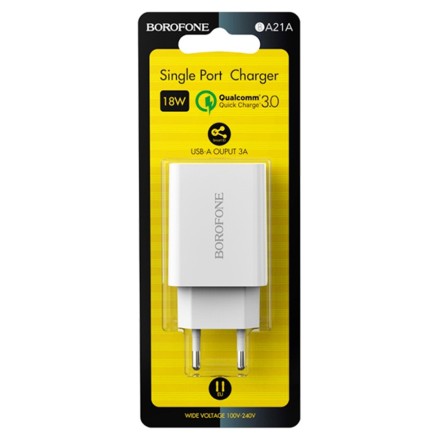 Сетевое зарядное устройство Borofone BA21A QC3.0 3A 18W белое