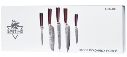 Набор кухонных ножей Xiaomi Spetime 5-Piece Steel Kitchen Knife Set G05-RE (5 ножей) красный