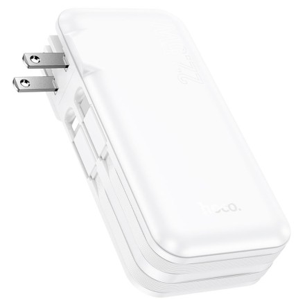 Powerbank Hoco J126 10000mAh 1USB/1C с шнуром Type-C/Lightning белый
