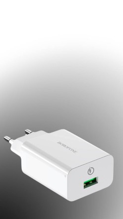 Сетевое зарядное устройство Borofone BA21A с кабелем Type-C, 1xUSB, 18W, 3A, белый