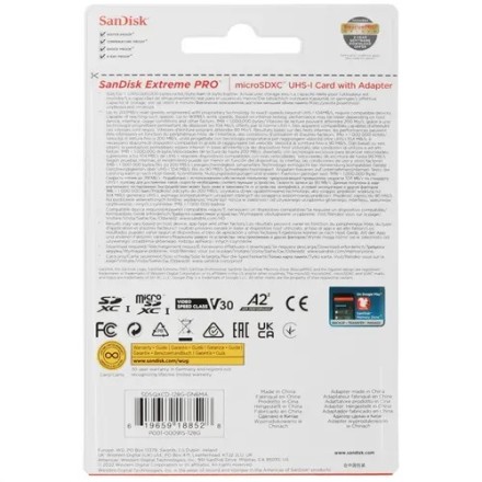 SDXC карта памяти Sandisk Extreme Pro 128GB 200MB/s UHS-I (SDSQXCD-128G-GN6MA)