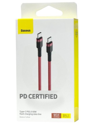 Кабель-зарядка Type-C на Type-C Baseus Cafule 100W 1м (CATKLF-G09) красный