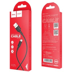 Usb Кабель-зарядка Type-C Hoco X25 Soarer 3A 1м силиконовый черный
