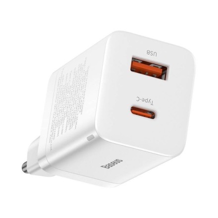 Сетевое зарядное устройство Baseus Super Si Quick Charger 1USB/1C 30W EU (CCSUPP-E02) белое