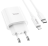 Сетевое зарядное устройство Hoco C94A с шнуром Type-C на Lightning 1C 20W белое