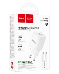 Сетевое зар. устр. Hoco C149A с шнуром Type-C на Type-C 1USB/1C QC3.0 30W белое