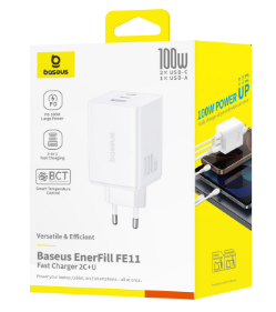 Сетевое зар. устр. Baseus EnerFill FE11 100W 1USB/2C P10182102213-00 белое