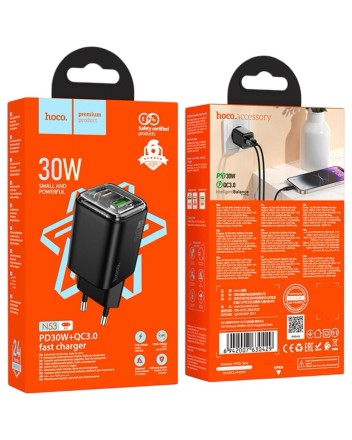 Сетевое зар. устр. Hoco N53 1USB/2С 30W черное