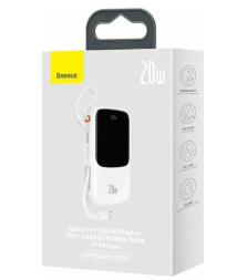 Powerbank Baseus Qpow Pro Digital Display 10000mAh 20W 1USB/1C/кабель Lightning (PPQD020002) белый