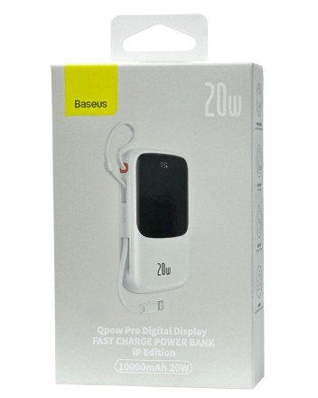 Powerbank Baseus Qpow Pro Digital Display 10000mAh 20W 1USB/1C/кабель Lightning (PPQD020002) белый
