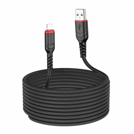 Usb Кабель-зарядка Lightning Hoco X59 Victory 3м 2.4А в тканевой оплётке чёрный