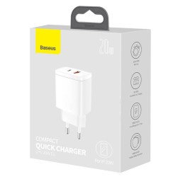 Сетевое зарядное устройство Baseus Compact 20W EU 1USB/1C CCXJ-B02 белое