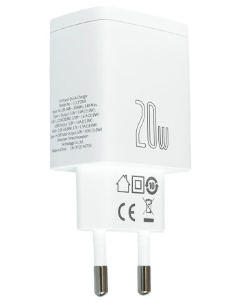 Сетевое зарядное устройство Baseus Compact 20W EU 1USB/1C CCXJ-B02 белое