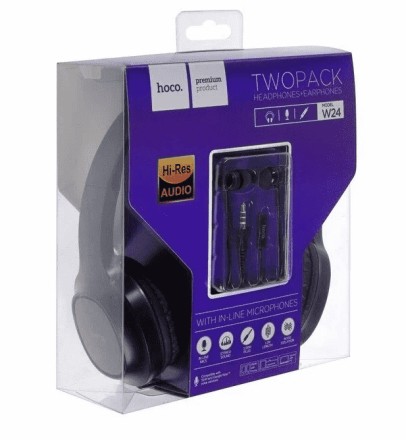 Стереонаушники Bluetooth полноразмерные HOCO W24 Enlighten с микрофоном 1.2м фиолетовый