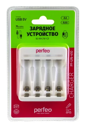 Perfeo зарядное устройство PF-UN-410 Ni-MH/CD, 5V, 4 слота, AA/AAA
