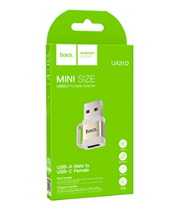 Переходник Hoco UA31D USB (папа) на USB-C (мама) серебристый