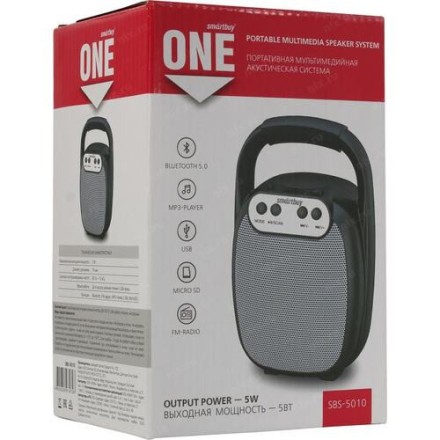 Bluetooth колонка Smartbuy One BT5.0/600mAh/4ч/5Вт/FM/USB черная (SBS-5010)
