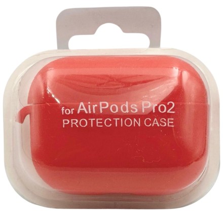 Силиконовый чехол для AirPods Pro 2 c карабином красный