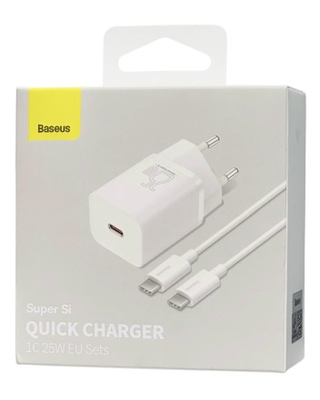 Сетевое зар. устр. Baseus Super Si Quick Charger 1C 25W 1м EU (TZCCSUP-L02) белое