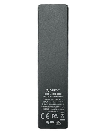 Внешний корпус для M2 NVMe/NGFF (SATA) Orico PVM2F-C3 USB-C3.1 серебристый