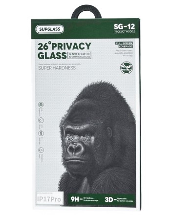 Защитное стекло для i-Phone 17 Pro Supglass SG-12 Антишпион 26° чёрное