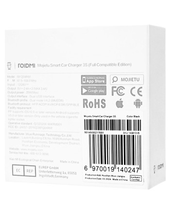 Автомобильное зар. устр. с FM-трансмитером Xiaomi Roidmi 3S 2USB 2.4A BFQ04RM