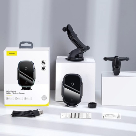 Держатель c беспроводной зарядкой Baseus Light Electric Holder WXHW03-01 черный