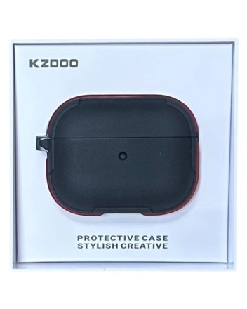 Кожаный чехол для AirPods Pro 2 K-DOO CrashGuard черно-красный