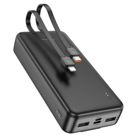 Powerbank Hoco J118A 20000mAh 2USB/1C с проводом Type-C/Lightning черный