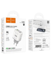 Сетевое зар. устр. Hoco C136A 1USB/1C QC3.0 45W белое