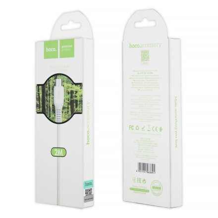 Usb Кабель-зарядка Micro Hoco X20 Flash 2.4A 2м силиконовый белый