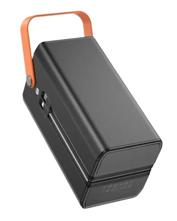 Powerbank Hoco DB49 100000mAh 4USB/1C с проводом Type-C/Lightning с фонариком черный